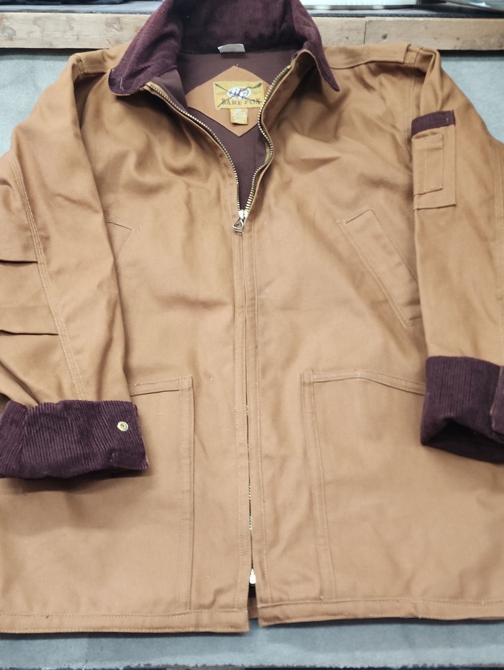 Bare Fox Men's Tan Canvas Field Jacket with Brown Corduroy Trim